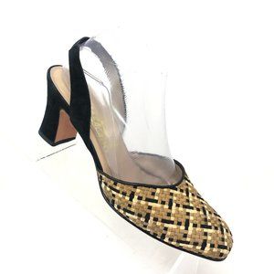 Salvatore Ferragamo Woven Raffia Slingback Sz 9 B
